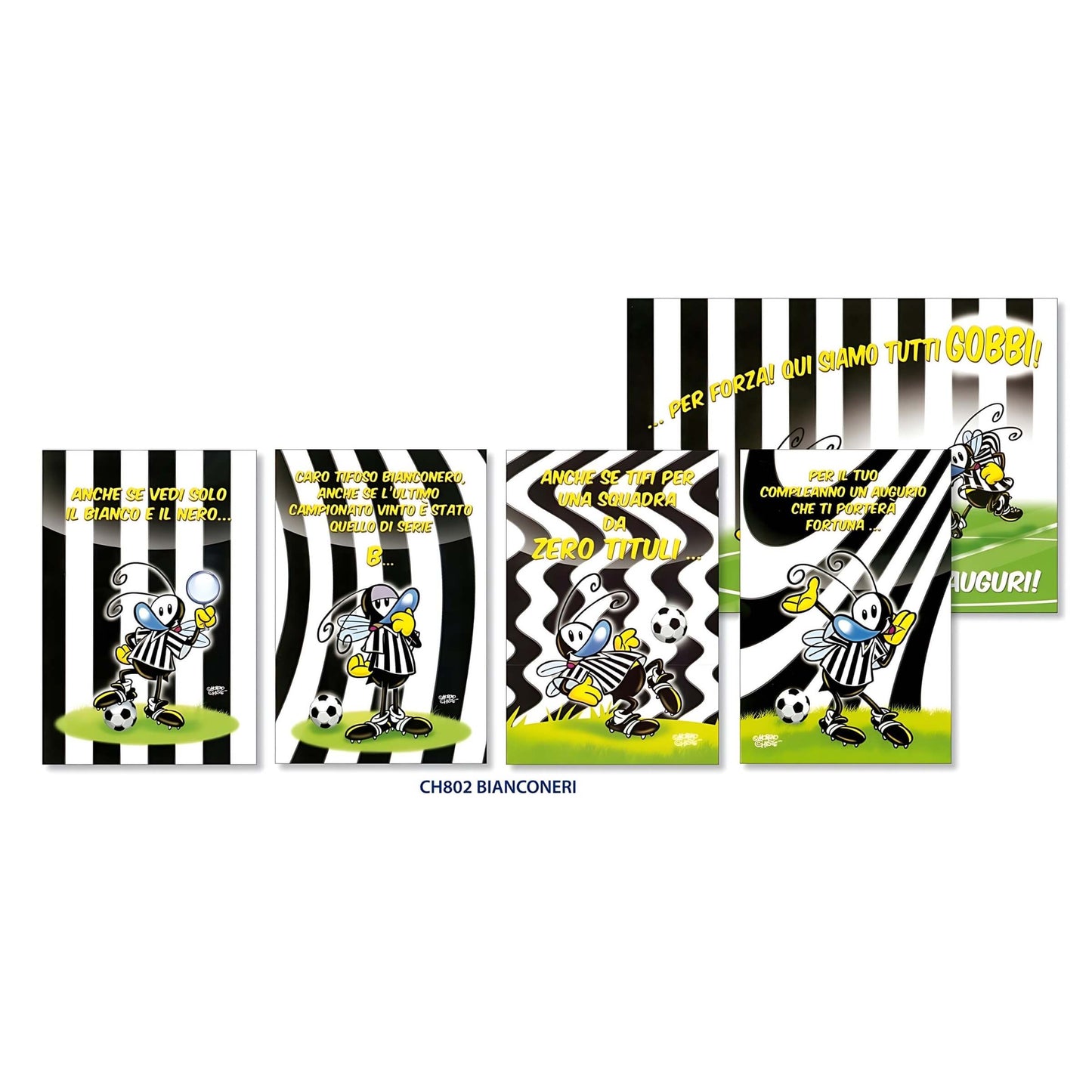 Set 24 biglietti auguri Bizzy Bees con illustrazioni calcistiche bianconere