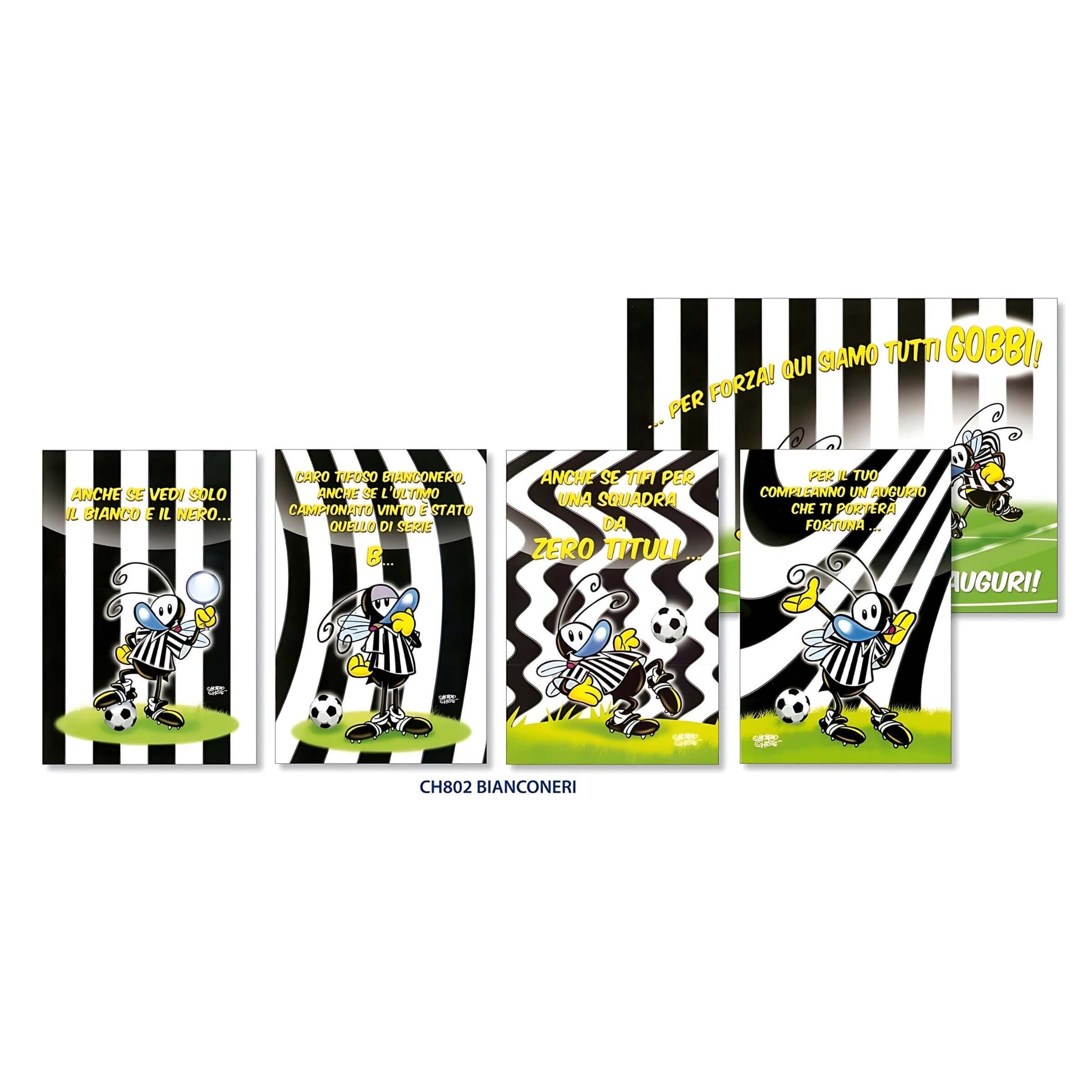 Set 24 biglietti auguri Bizzy Bees con illustrazioni calcistiche bianconere