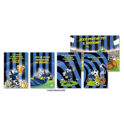 Set 24 biglietti auguri Bizzy Bees Nerazzurri con illustrazioni calcistiche e mascotte