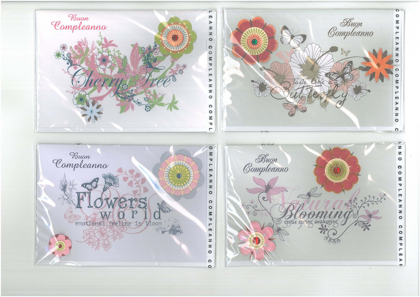 H33167/8 BC - BUON COMPLEANNO 'FLOWERS WORLD' 3D (12PZ)