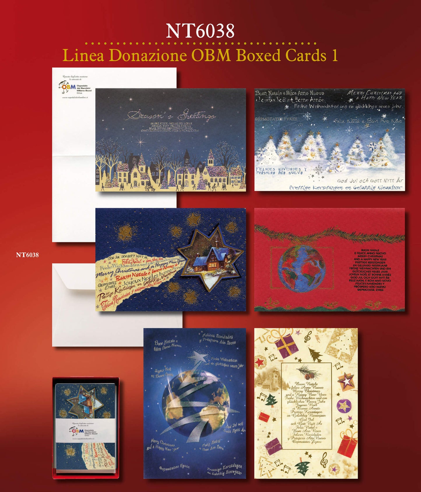 NT6038 - BIGLIETTI BUON NATALE DONAZIONE OBM 1  (12PZ)