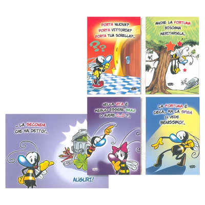 Set 12 biglietti auguri Bizzy Bees con illustrazioni vivaci della mascotte