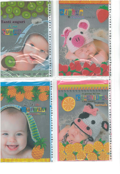 H39180/1 -  BUON COMPLEANNO PHOTO SMILE & FRUIT METAL SILVER (12PZ)