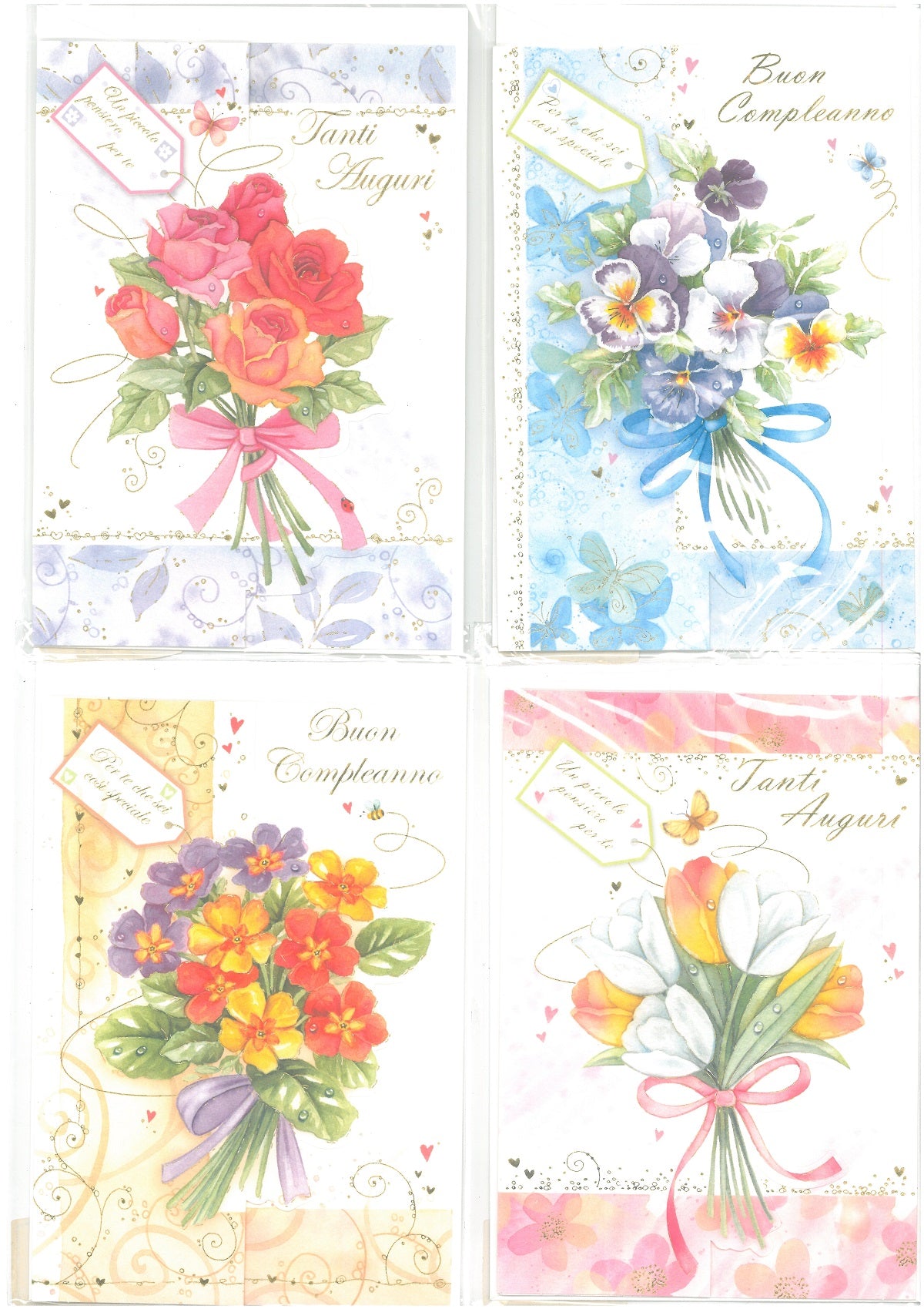 F30593/S   BIGLIETTI BUON COMPL. FIORI CECAMI (12PZ)
