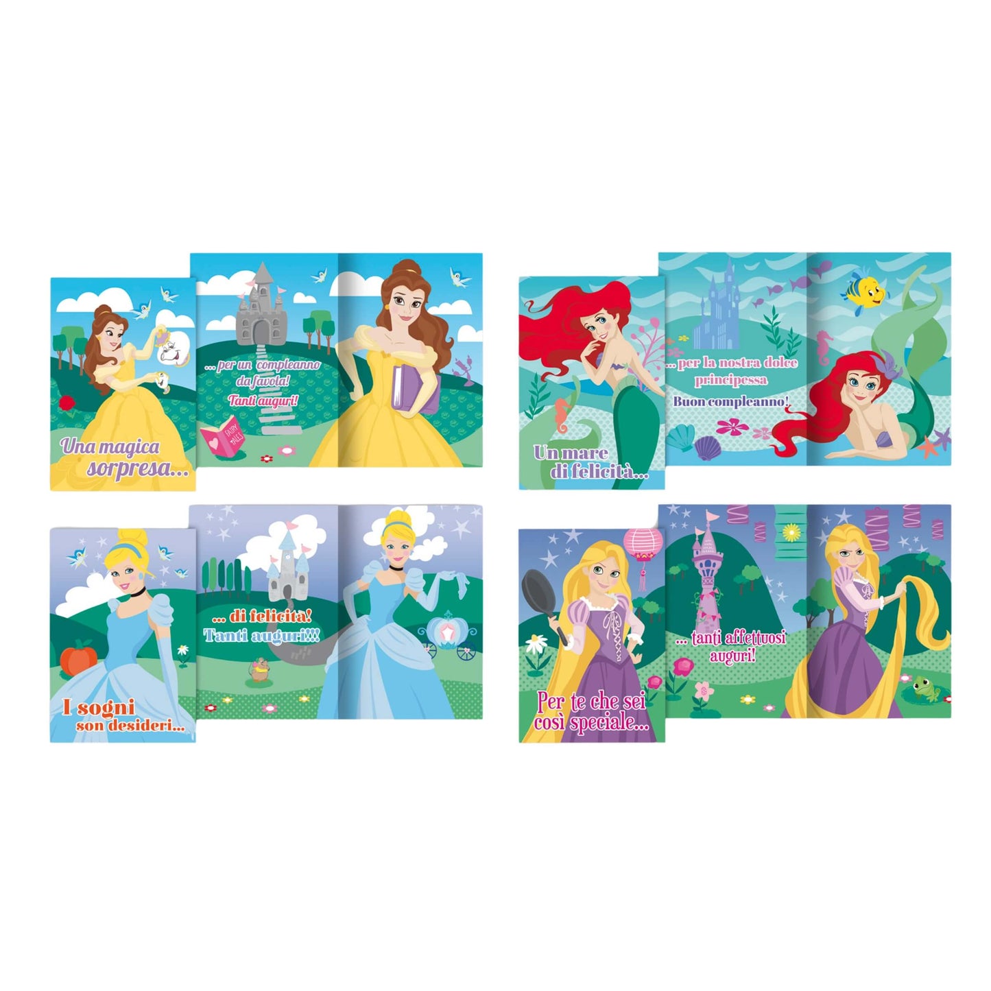 WDBA033G - BIGLIETTI AUGURALI PRINCESS (12PZ)