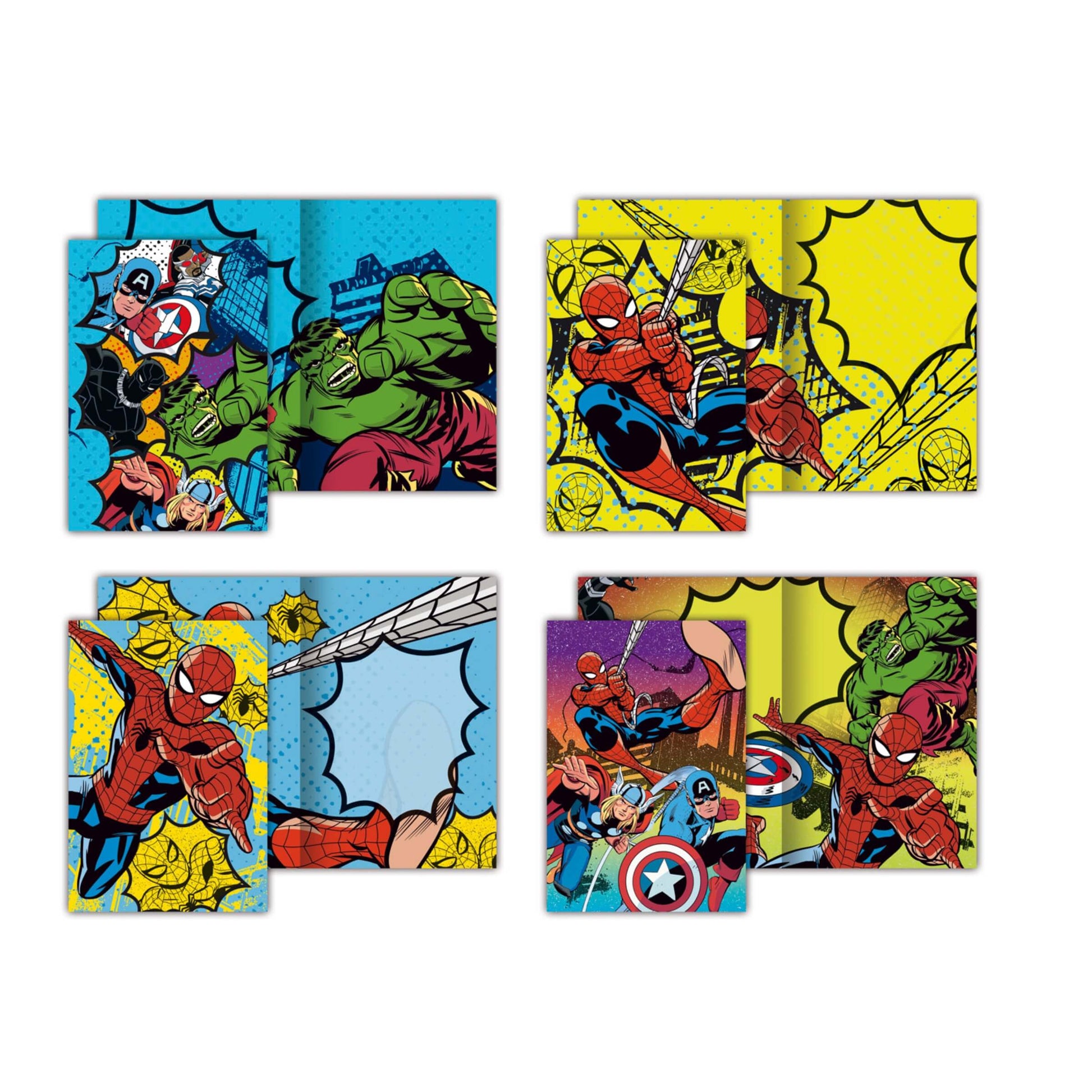 Biglietti augurali Avengers 12 pezzi Spider-Man Hulk Captain America Thor