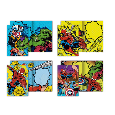 Biglietti augurali Avengers 12 pezzi Spider-Man Hulk Captain America Thor