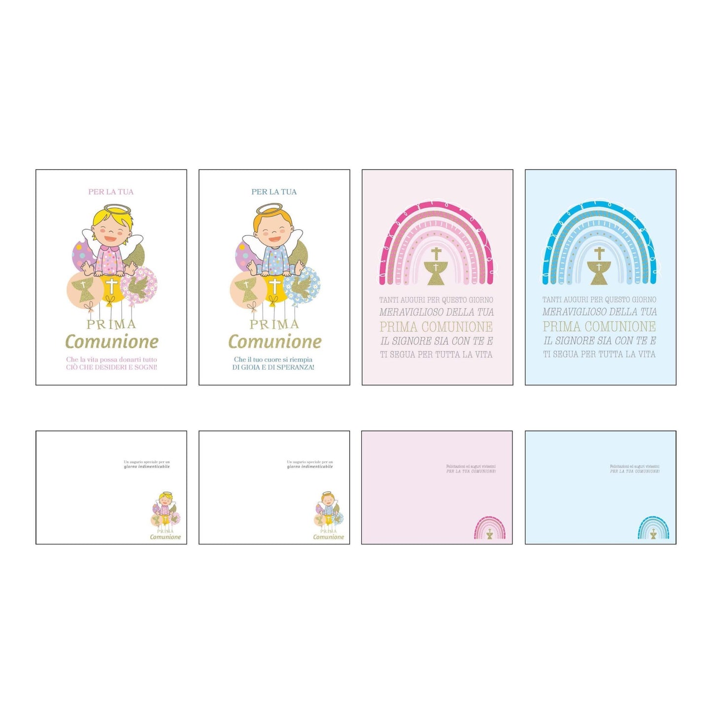 ASRD04 - BIGLIETTI PRIMA COMUNIONE CON FOIL ORO (12PZ)