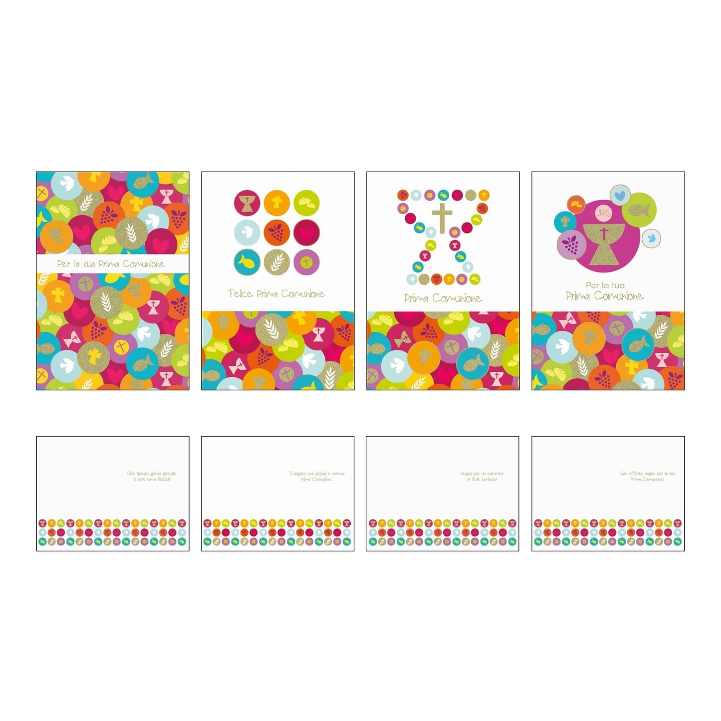 ASRD05 - BIGLIETTI PRIMA COMUNIONE CON FOIL ORO (12PZ)