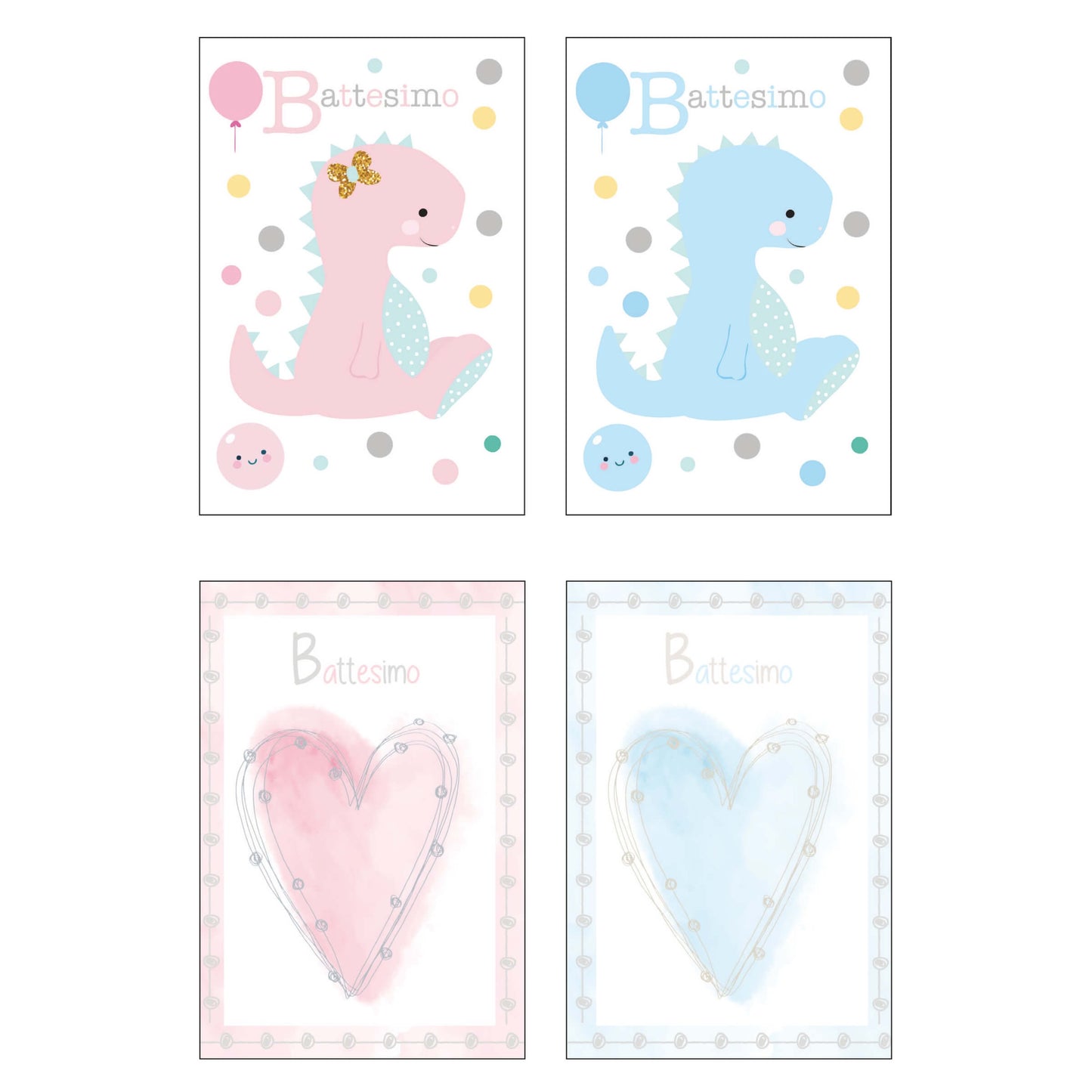 ASRE27 - Biglietti Auguri Battesimo con Foil Argento (12PZ)