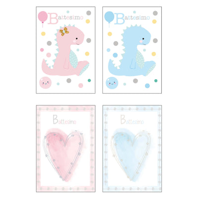ASRE27 - Biglietti Auguri Battesimo con Foil Argento (12PZ)