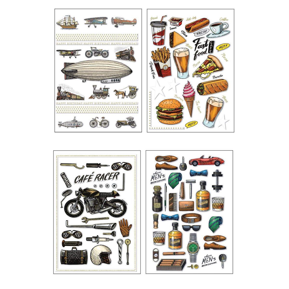 ALOF08 - Biglietti Auguri Uomo Design Vintage con Foil Oro e Rilievo (12PZ)