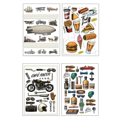 ALOF08 - Biglietti Auguri Uomo Design Vintage con Foil Oro e Rilievo (12PZ)