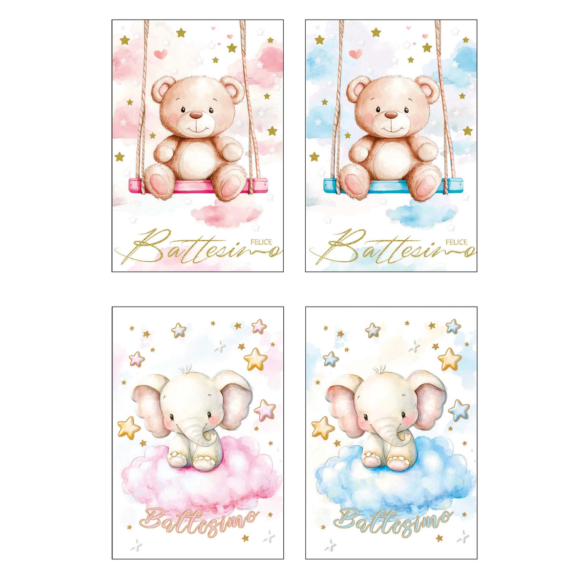ASRD07 - Biglietti Battesimo con Foil Oro e Rilievo (12PZ)