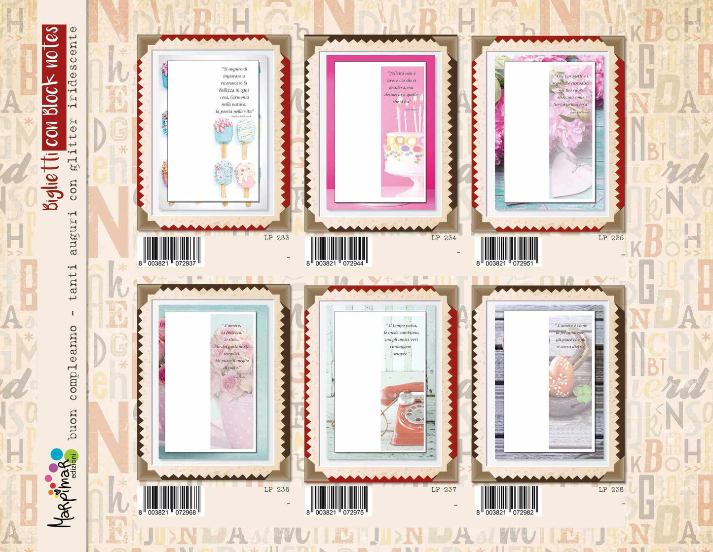 ALP24 - BUON COMPLEANNO / TANTI AUGURI CON BLOCK NOTES  (12PZ)
