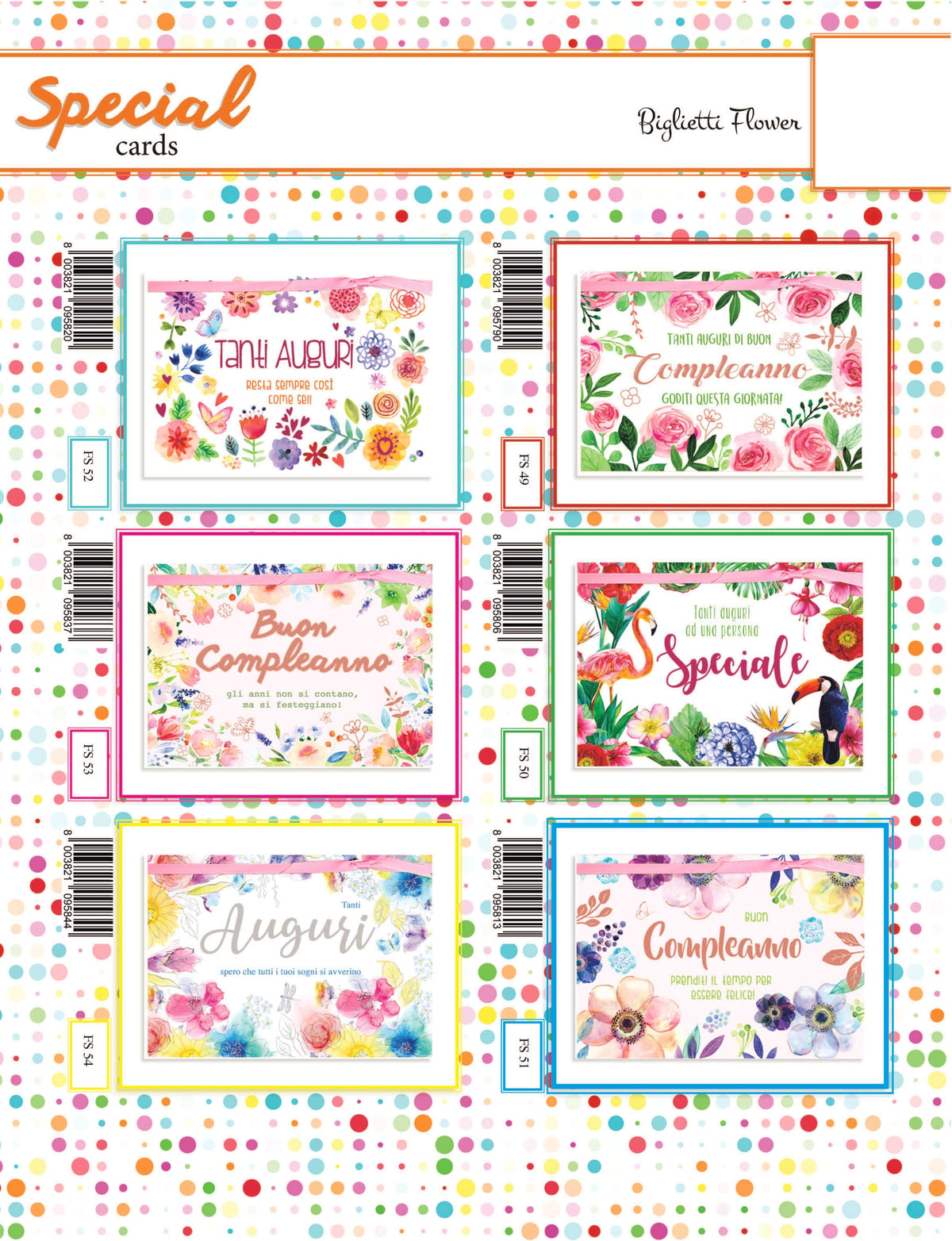 AFS04 - B.COMPLEANNO / T.AUGURI FLOWERS SPECIAL CON APPLICAZIONI (12PZ)