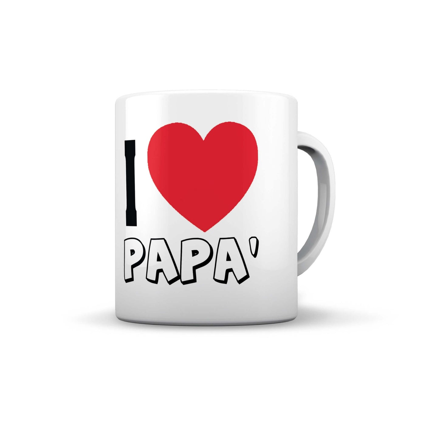 Tazza in ceramica I Love Papà scritta elegante colori vivaci