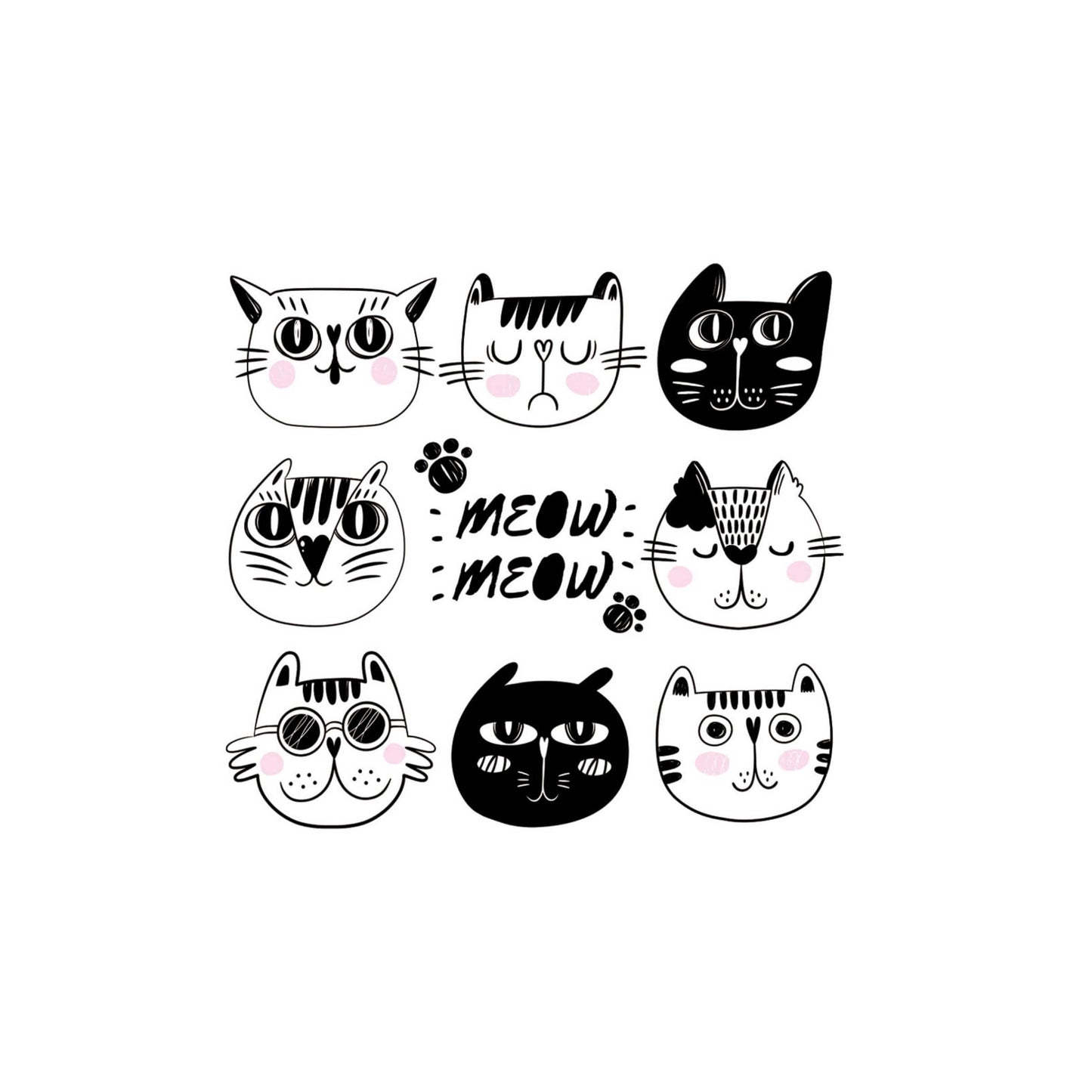 Tazza in ceramica Meow Meow scritta e illustrazioni feline per amanti dei gatti
