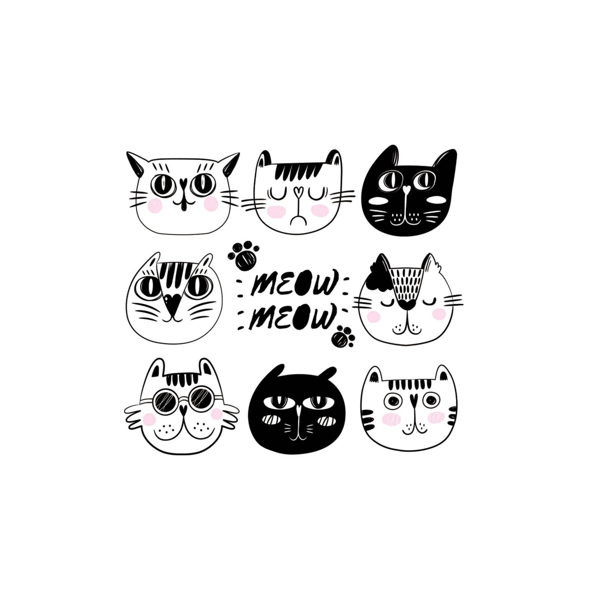 Tazza in ceramica Meow Meow scritta e illustrazioni feline per amanti dei gatti