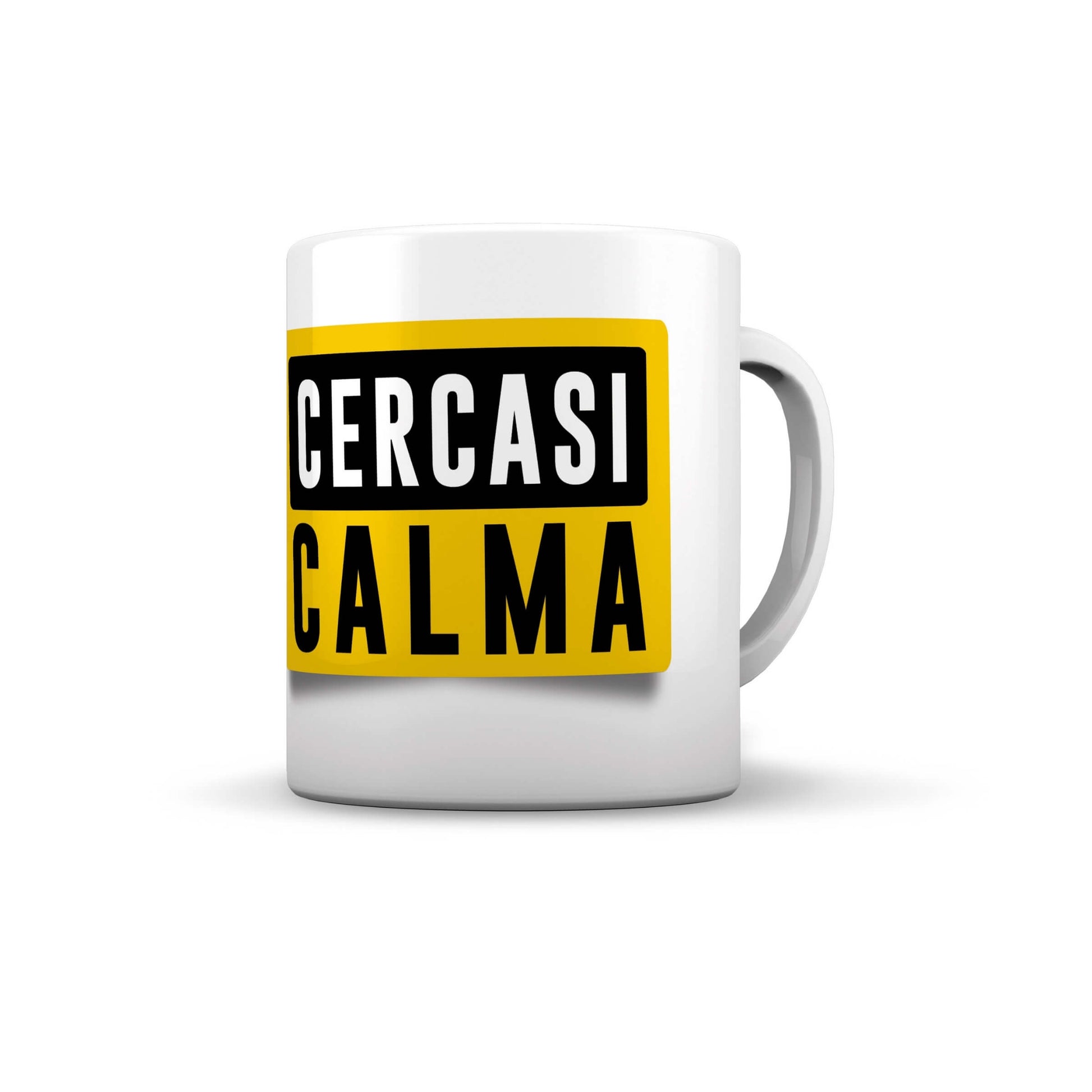 Tazza in ceramica con scritta ironica Cercasi Calma design accattivante