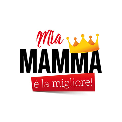 Tazza in ceramica Mia Mamma è la Migliore scritta e corona stilizzata grafica vivace