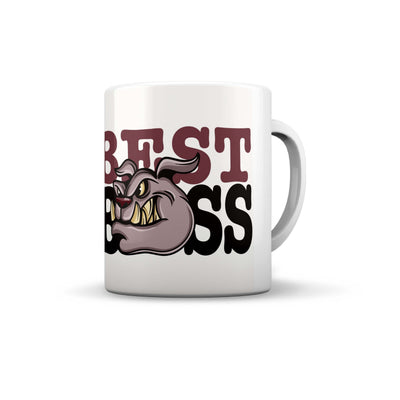 Tazza in ceramica Best Boss grafica tipografia marcata per scrivania