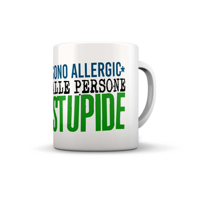 Tazza in ceramica con scritta ironica Allergic alle Persone design colorato