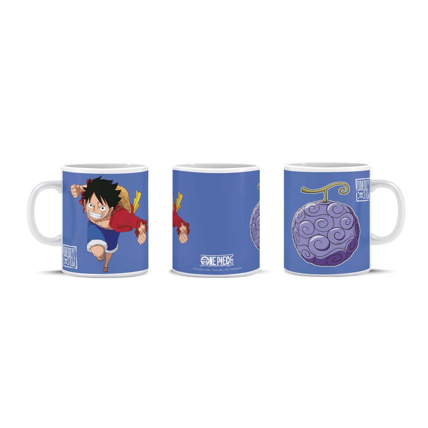 Tazza in ceramica One Piece Devil Fruit con Rufy e Frutto del Diavolo viola