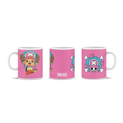 Tazza in ceramica One Piece Luffy anime rosa con Chopper versione dinamica
