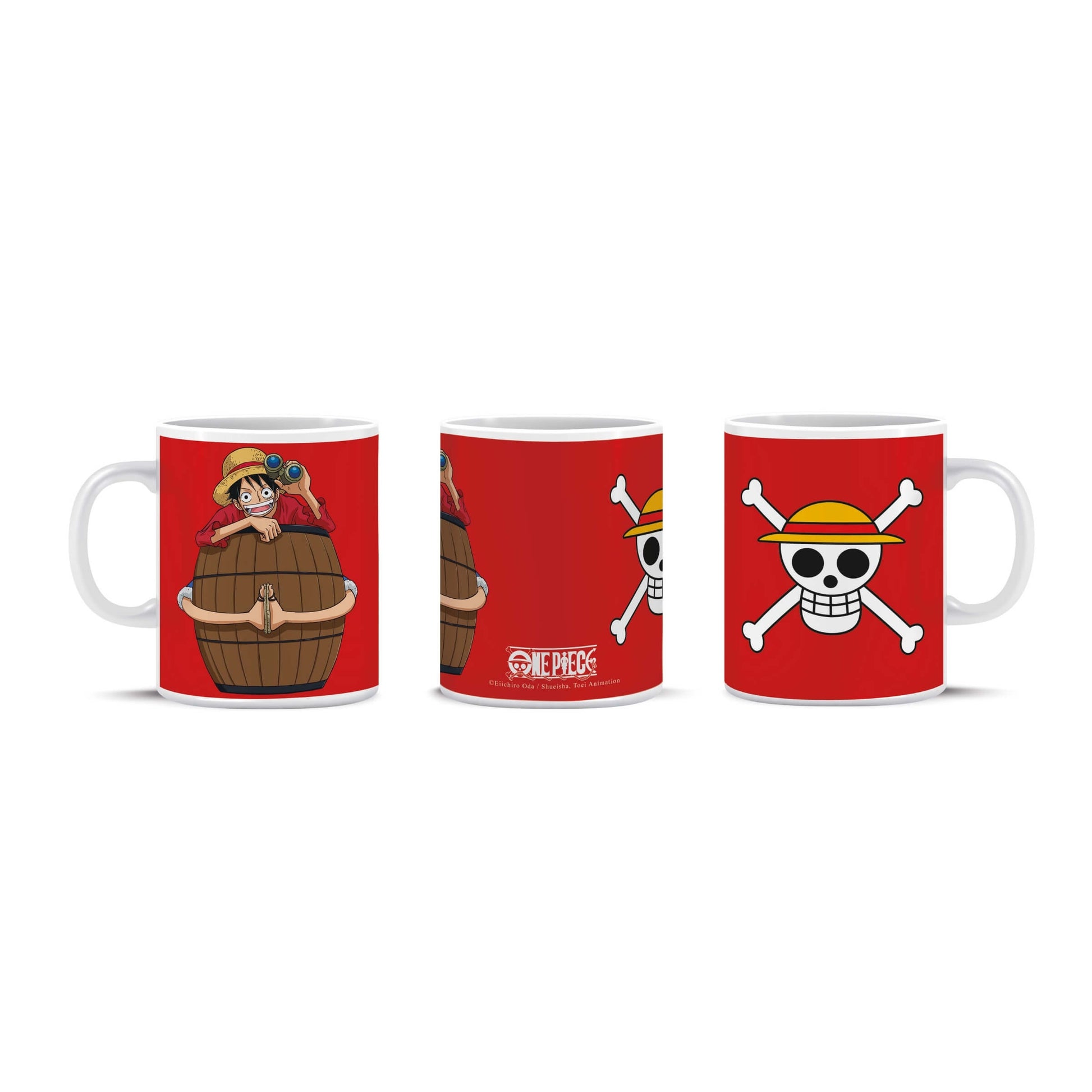 Tazza in ceramica One Piece rossa Rufy logo Ciurma Cappello di Paglia