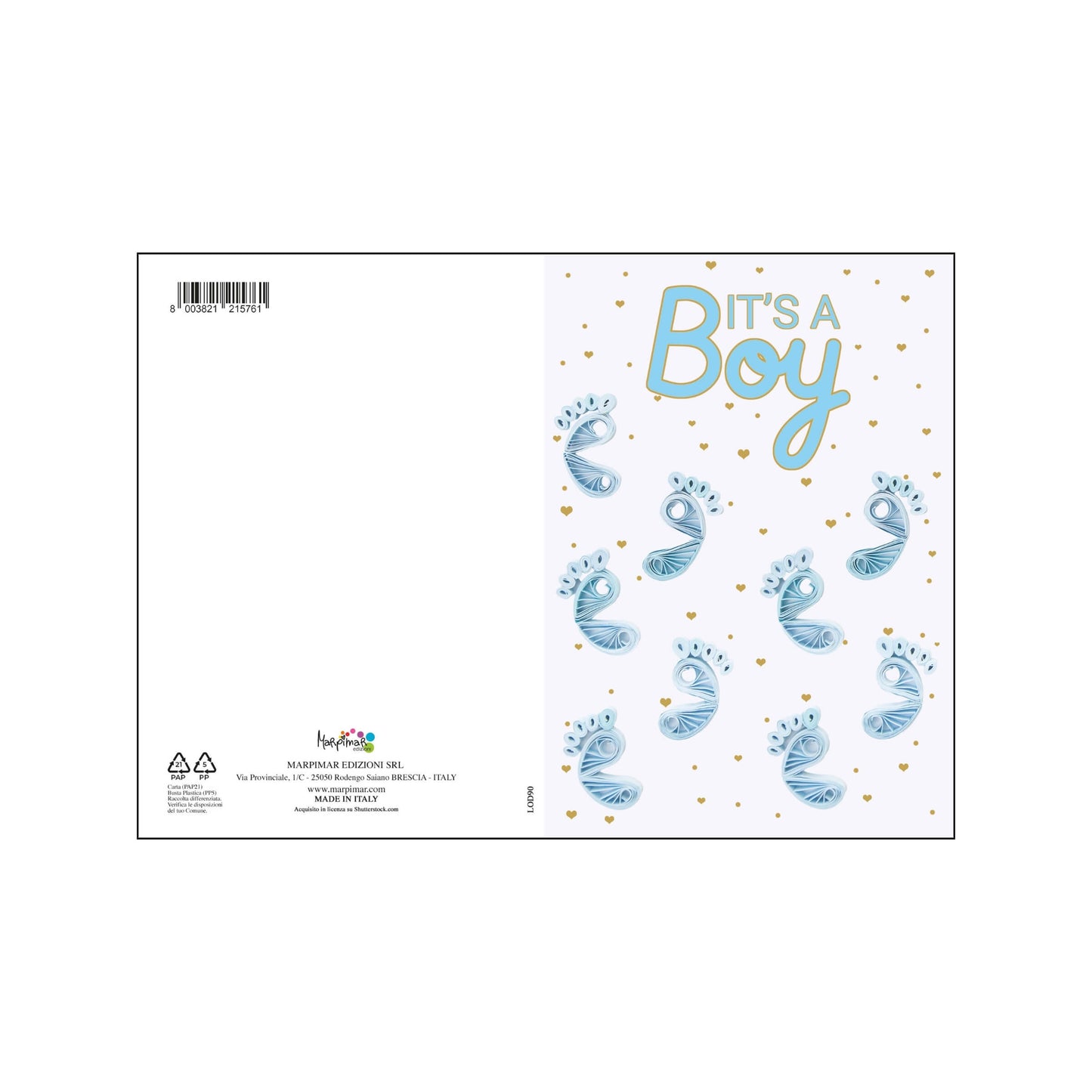 ALOD26 - BIGLIETTI NASCITA CON FOIL ORO (12PZ)