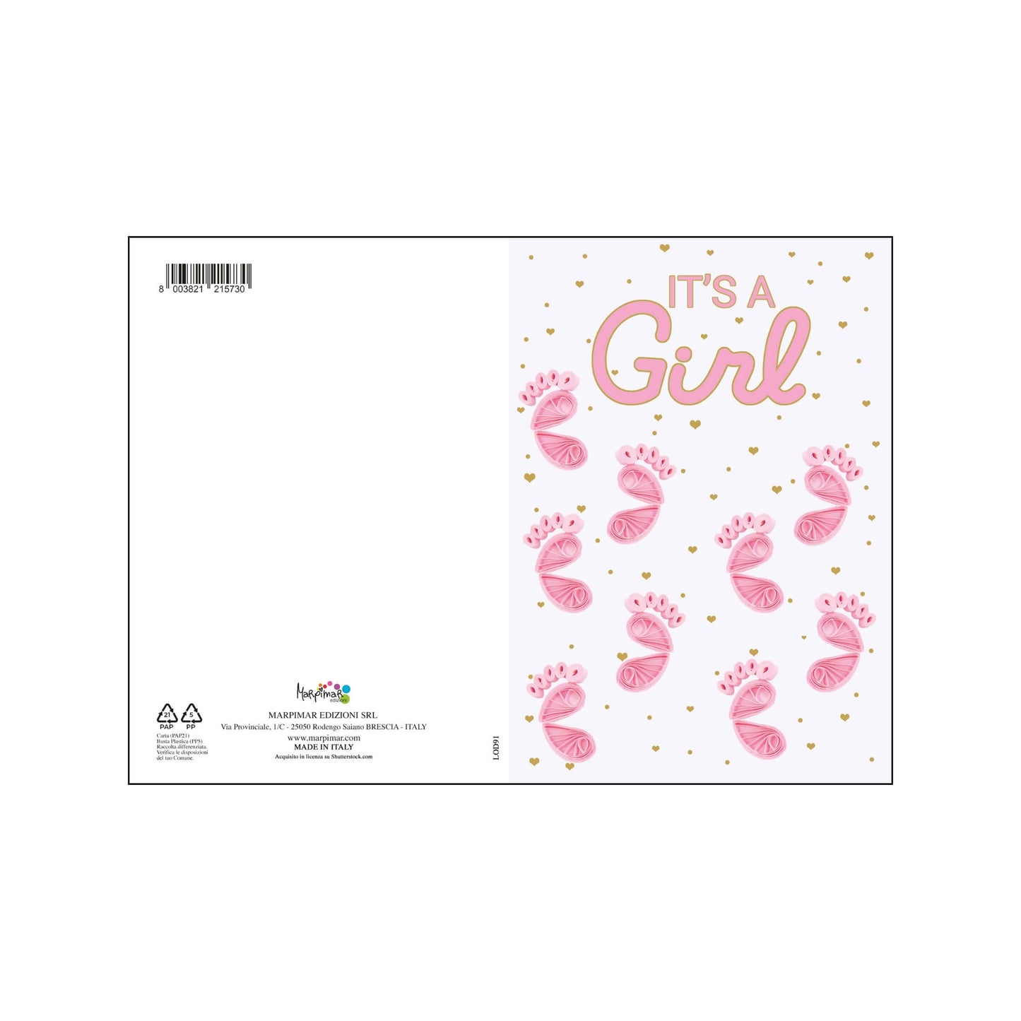 ALOD26 - BIGLIETTI NASCITA CON FOIL ORO (12PZ)