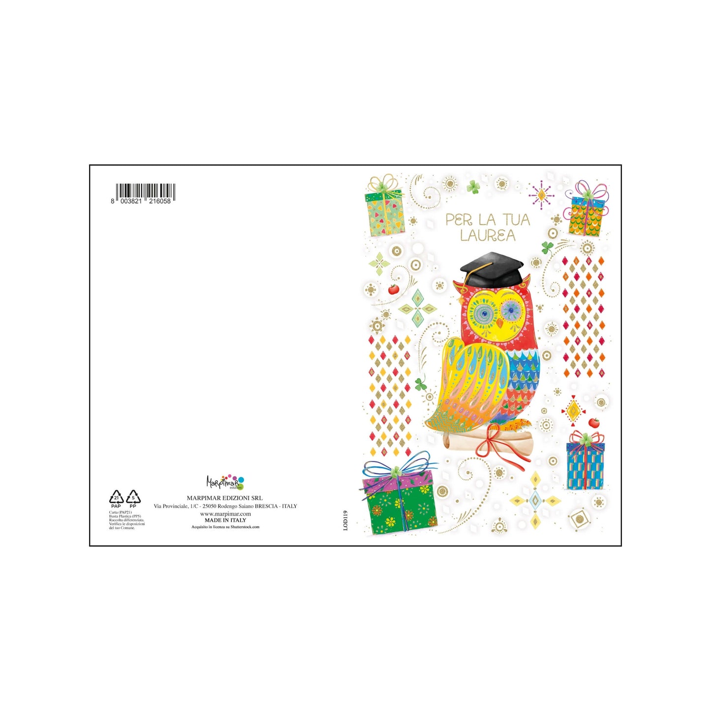 ALOD24 - BIGLIETTI LAUREA CON FOIL ORO E RILIEVO (12PZ)