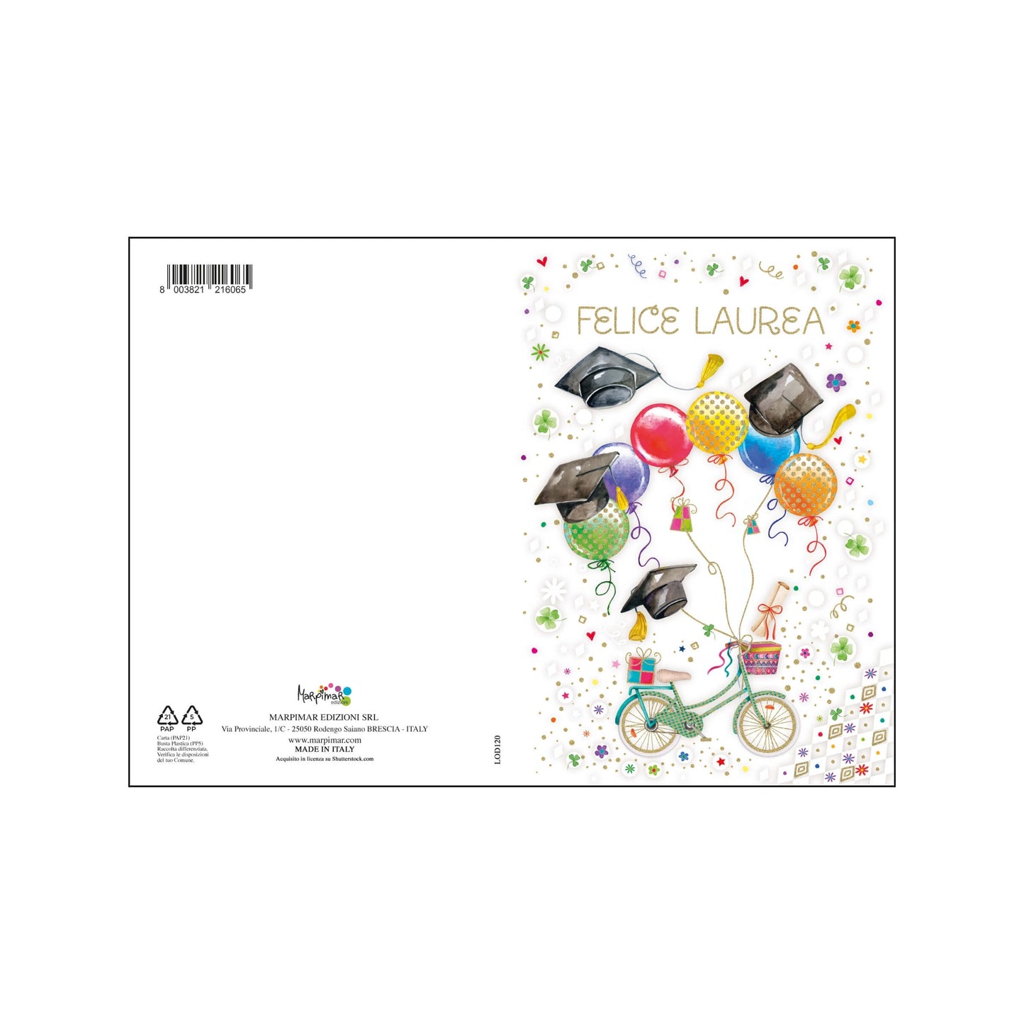 ALOD24 - BIGLIETTI LAUREA CON FOIL ORO E RILIEVO (12PZ)