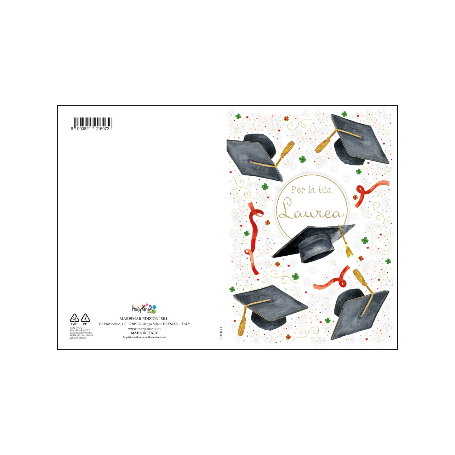 ALOD24 - BIGLIETTI LAUREA CON FOIL ORO E RILIEVO (12PZ)