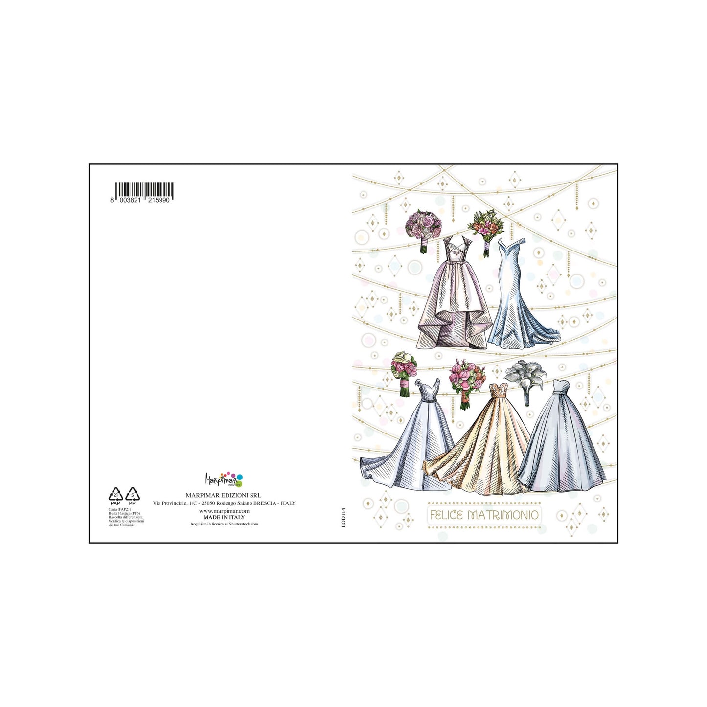 ALOD23 - BIGLIETTI MATRIMONIO CON FOIL ORO E RILIEVO (12PZ)