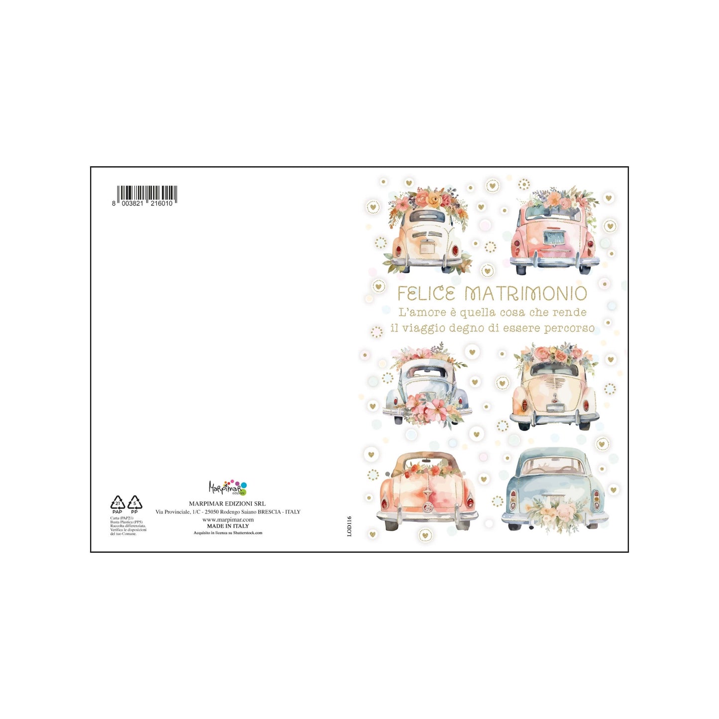 ALOD23 - BIGLIETTI MATRIMONIO CON FOIL ORO E RILIEVO (12PZ)