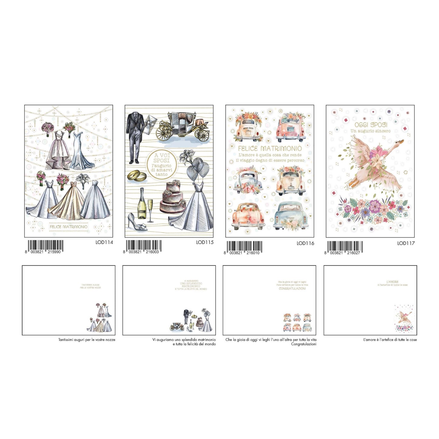 ALOD23 - BIGLIETTI MATRIMONIO CON FOIL ORO E RILIEVO (12PZ)