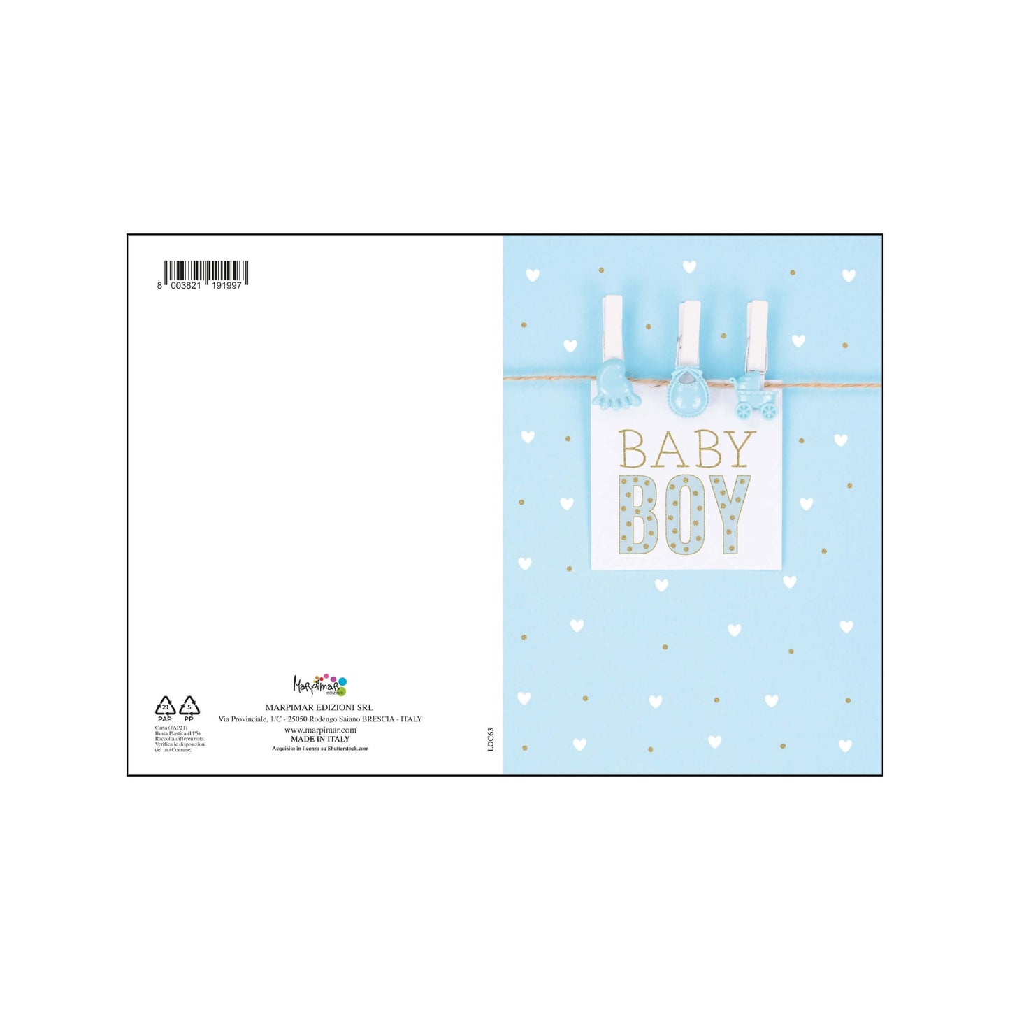 ALOC16 - BIGLIETTI NASCITA CON FOIL ORO (12PZ)