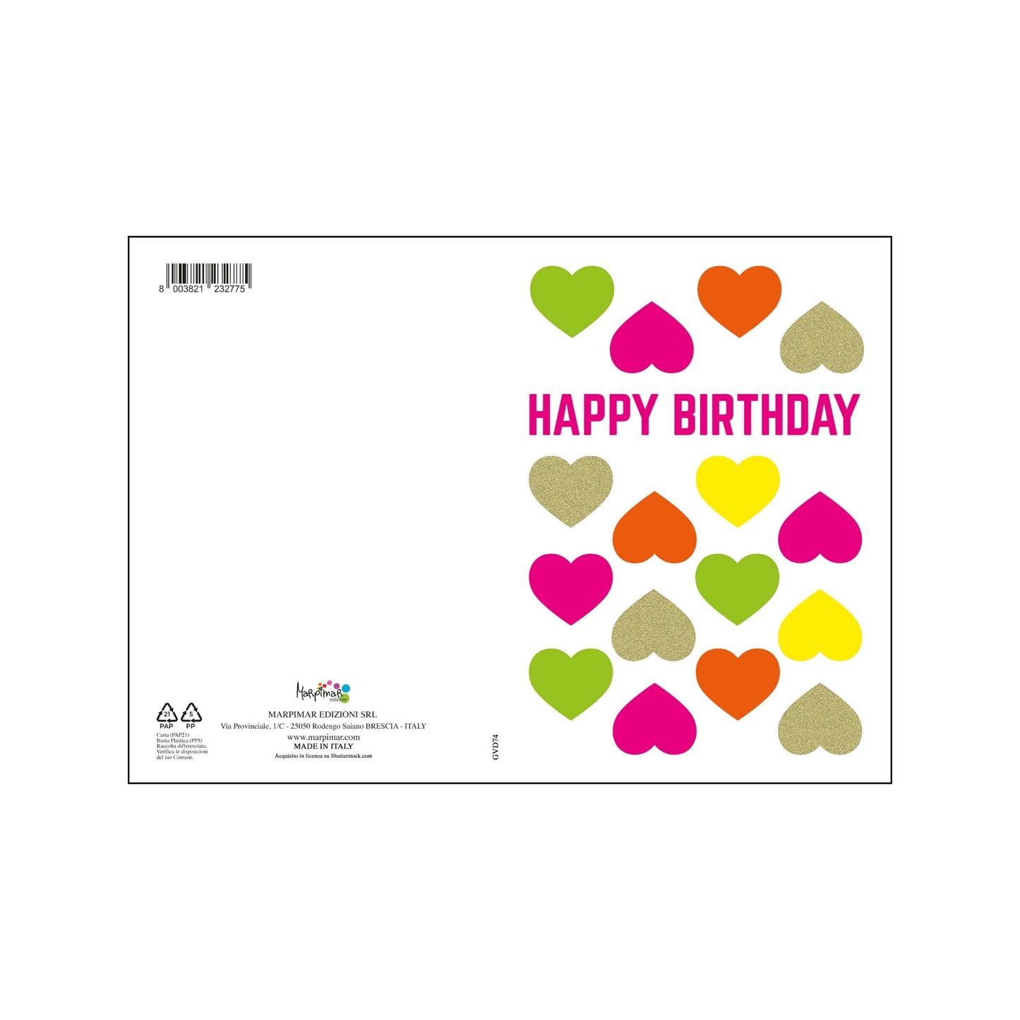 AGVD07 - BIGLIETTI COMPLEANNO FLUO CON FOIL E RILIEVO (12PZ)