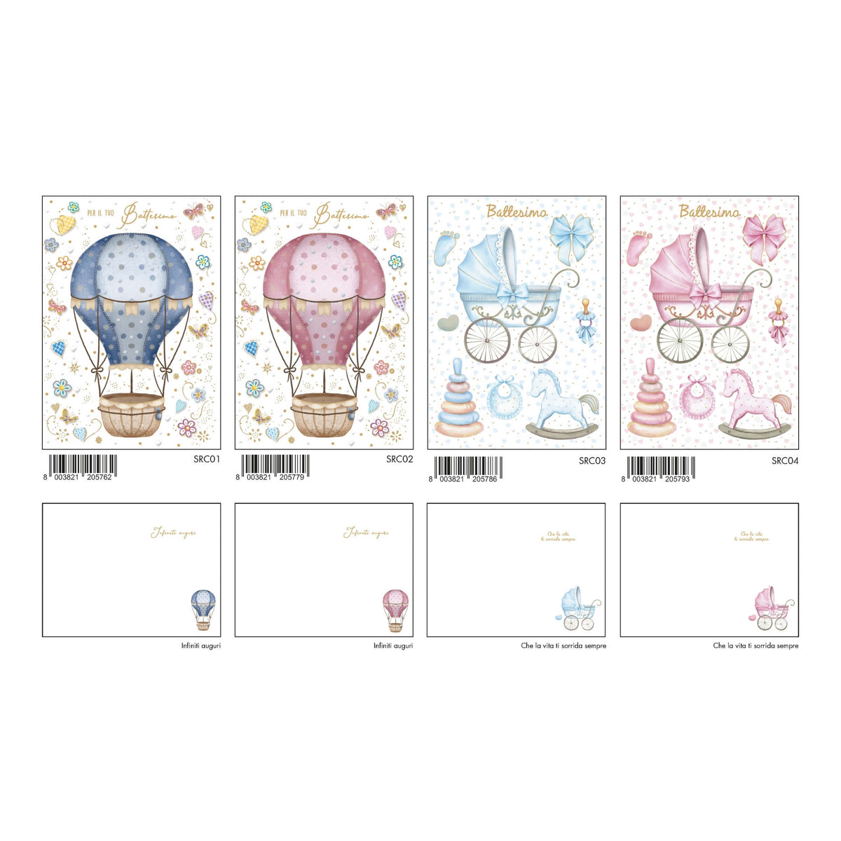 ASRC01 - BIGLIETTI BATTESIMO FOIL ORO E RILIEVO (12PZ)