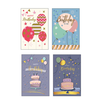 AGVE26 - Biglietti Compleanno con Foil Oro e Rilievo (12PZ)