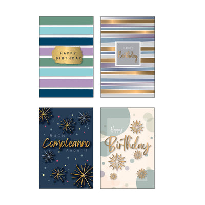 AGVE25 - Biglietti Compleanno con Foil Rame e Rilievo (12PZ)