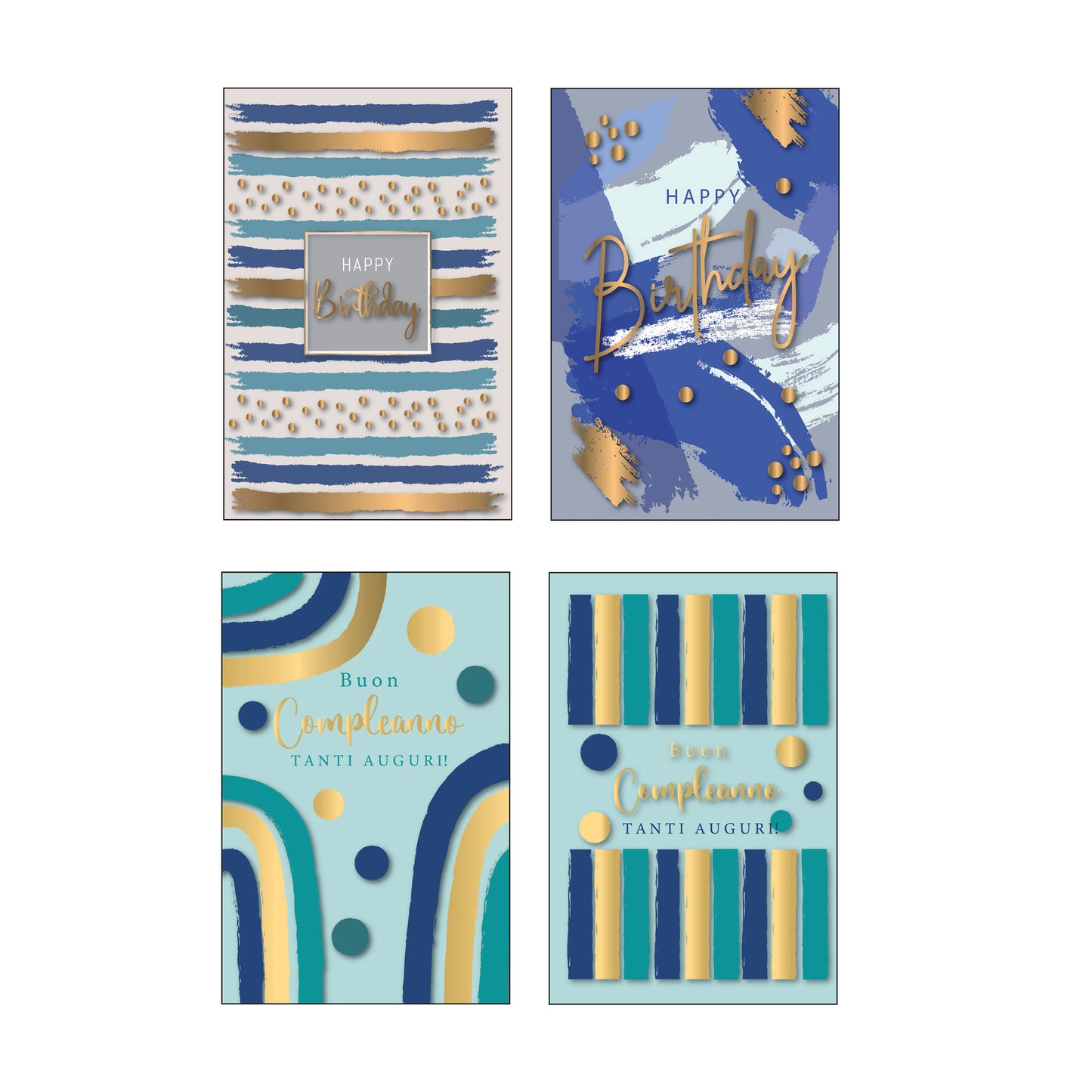 AGVE24 - Biglietti Compleanno con Foil Oro e Rilievo (12PZ)