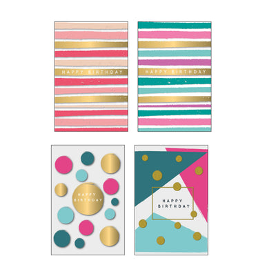 AGVE28 - Biglietti Compleanno con Foil Oro e Rilievo (12PZ)
