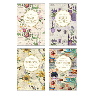 AGVC10 - Biglietti Compleanno Flower con Foil Oro (12PZ)