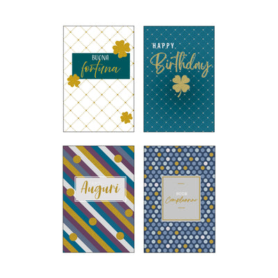 ATMSD06 - Biglietti Compleanno Luxury Fortuna con Foil Oro Olografico (12PZ)