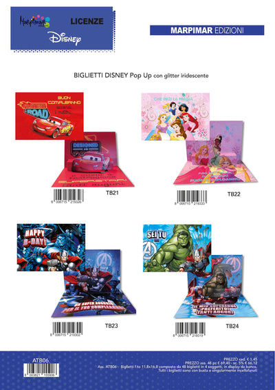 ATB06 - BUON COMPLEANNO POP UP DISNEY CON GLITTER (12PZ)