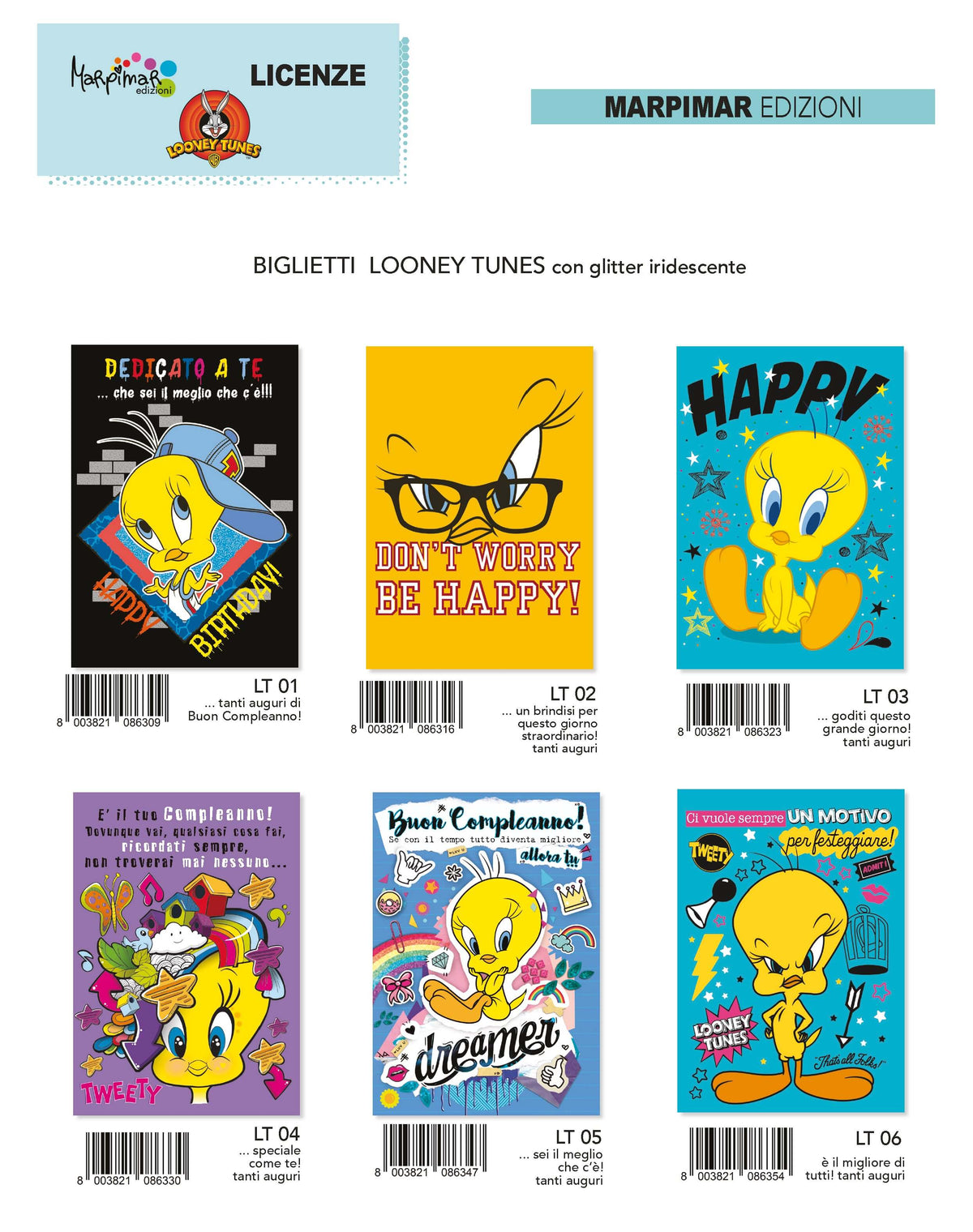 ALT01 - TANTI AUGURI / BUON COMPLEANNO LONEY TUNES (12PZ)