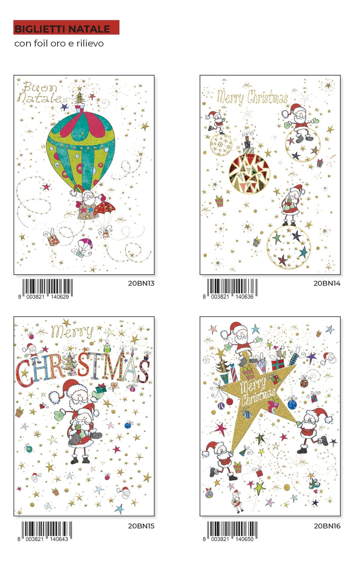 20ABN04 - BUON NATALE CON RILIEVO E FOIL (12PZ)